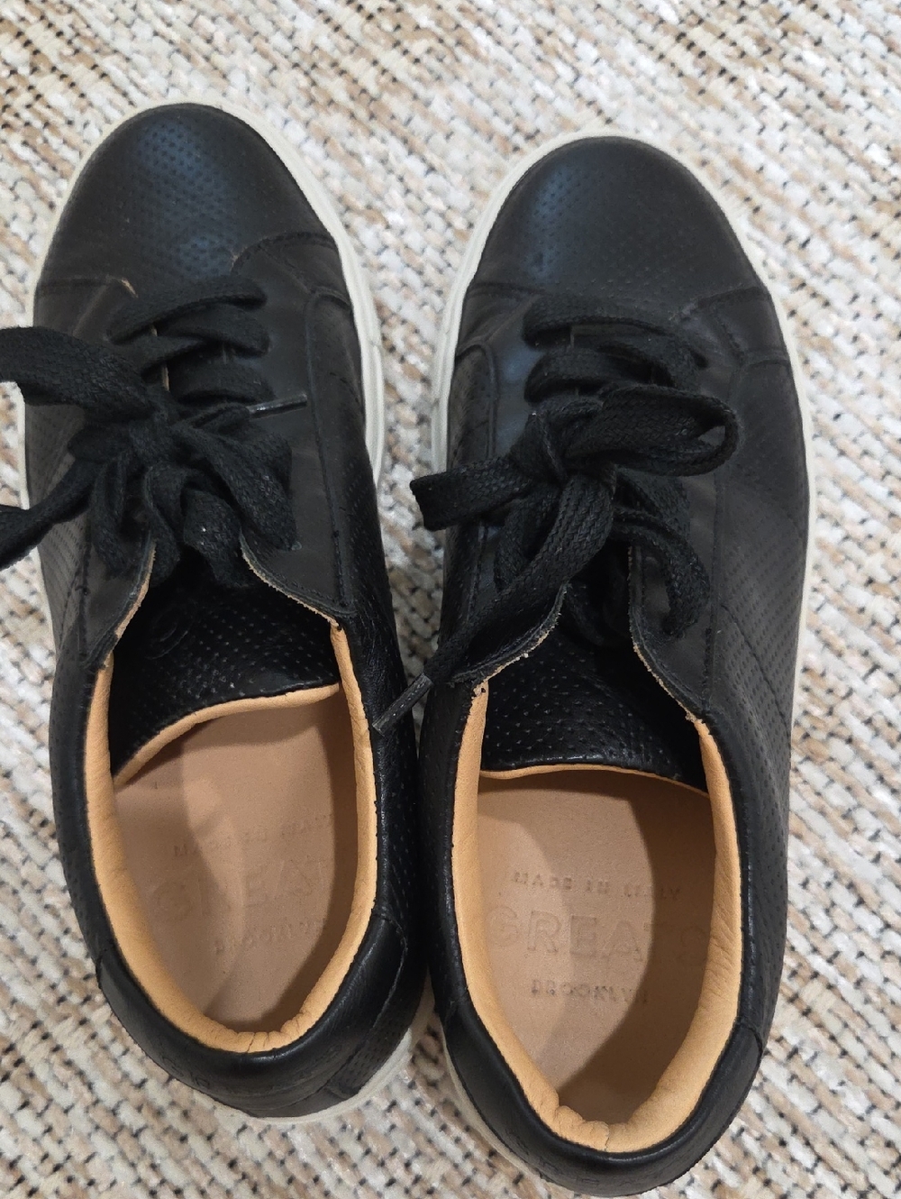 Greats Black Leather Sneakers with Tan Lining